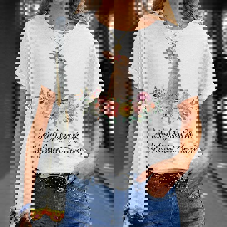 うさぎと花に気が散りやすい ウサギ かわいいウサギ Tシャツ 彼女への贈り物