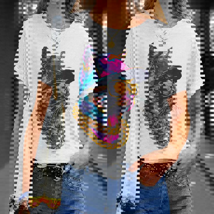 かっこいい ヒップホップ 猫 アーバン ストリートウェア B-Boy グラフィティ Tシャツ 彼女への贈り物