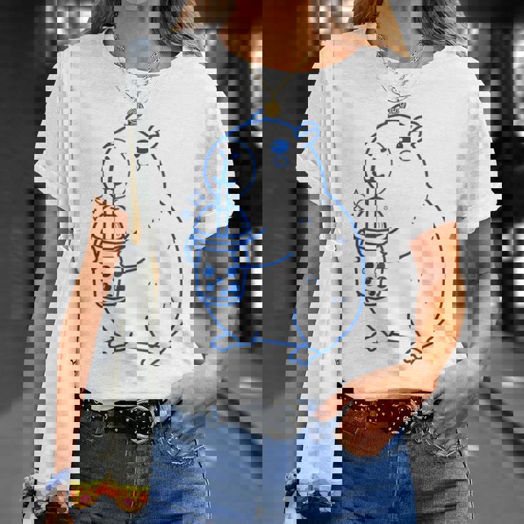 かわいい カピバラ ノベルティ グラフィック ボバティー ミルクセーキ ミルクティー Tシャツ 彼女への贈り物