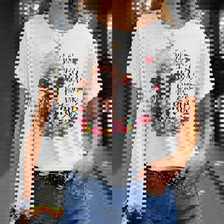 かわいい牛 ただの牛を愛する少女 長袖tシャツ Tシャツ 彼女への贈り物