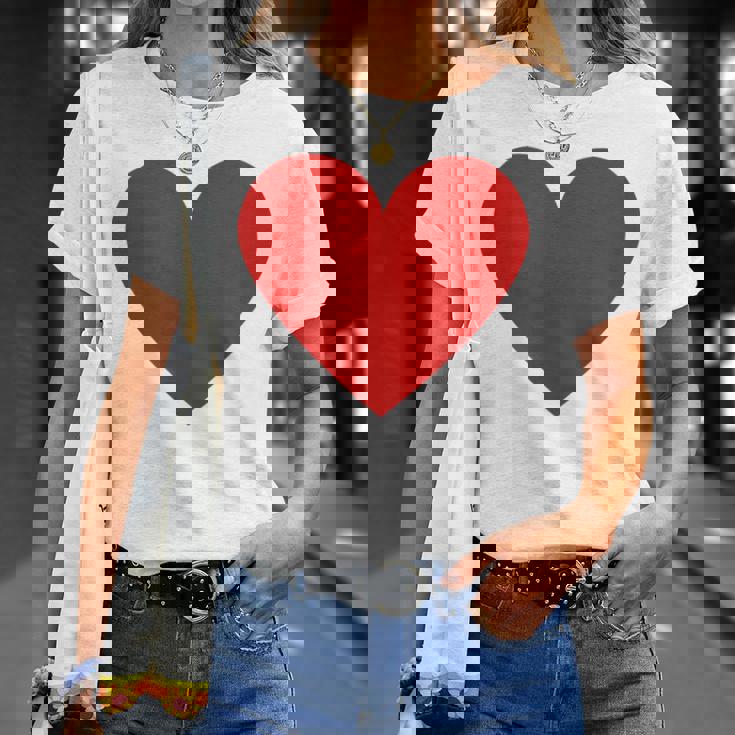 かわいい赤ミニマリスト ハート Tシャツ 彼女への贈り物