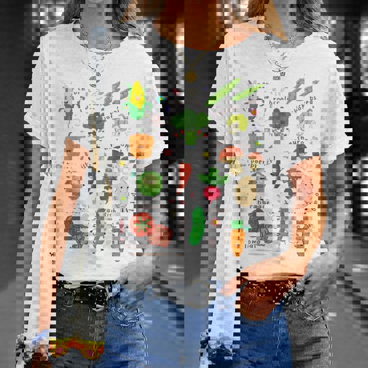 かわいい野菜 かわいい野菜 ヘルシーフード 食べる ビーガン Tシャツ 彼女への贈り物