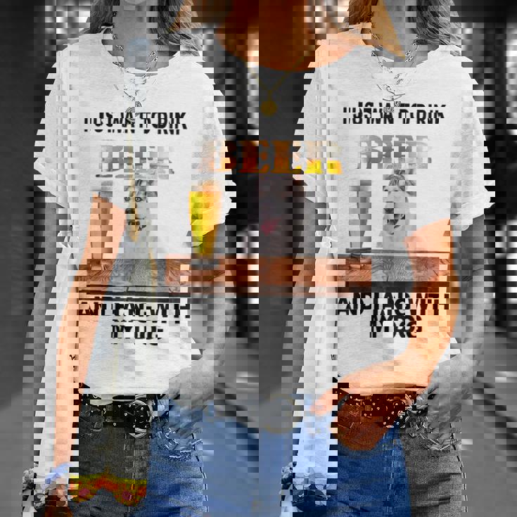 ただビール飲みたい&吊るしw おれのシベリアンハスキー Tシャツ 彼女への贈り物