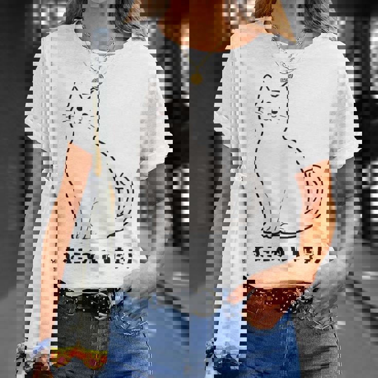 ねこのいいなり 猫 ネコ 白猫 イラスト おもしろ おしゃれ シンプル かわいい 猫飼い 猫好き 男性 女性 Tシャツ 彼女への贈り物