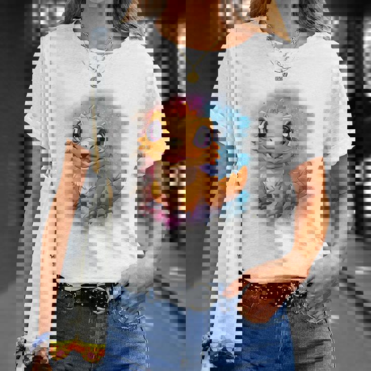 ひげを生やしたドラゴンの白い服のレインボーフラッグ Tシャツ 彼女への贈り物