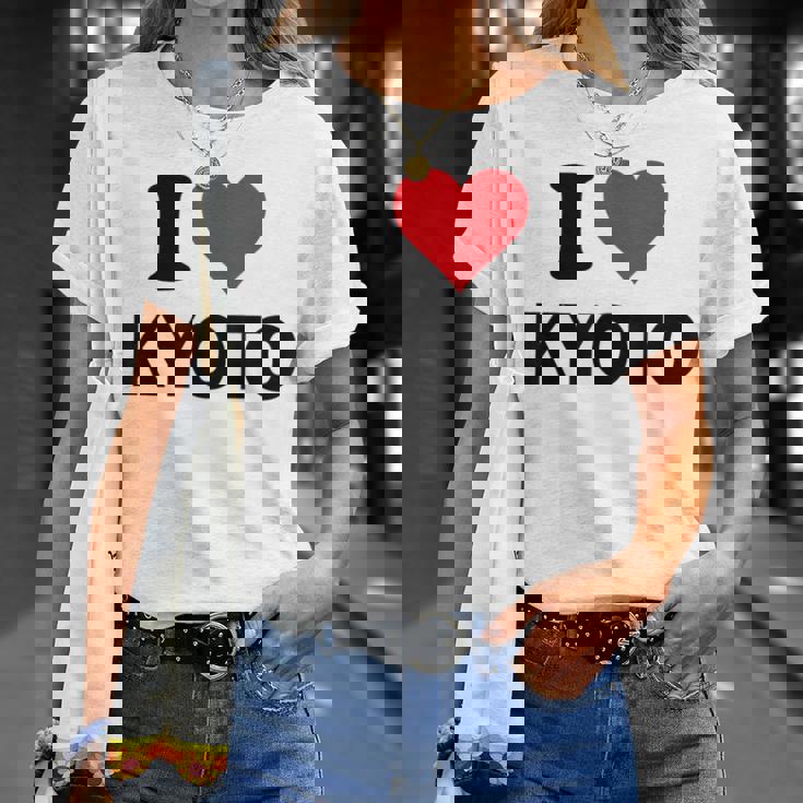 アイハート 京都 日本ラブ 日本土産 Tシャツ 彼女への贈り物