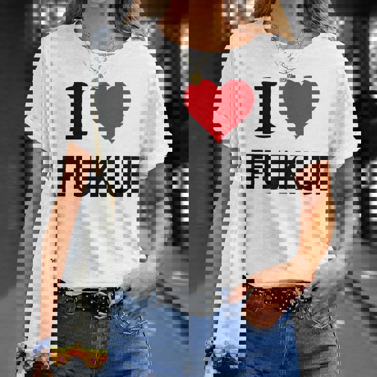 アイハート 福井 日本 愛 日本土産 Tシャツ 彼女への贈り物