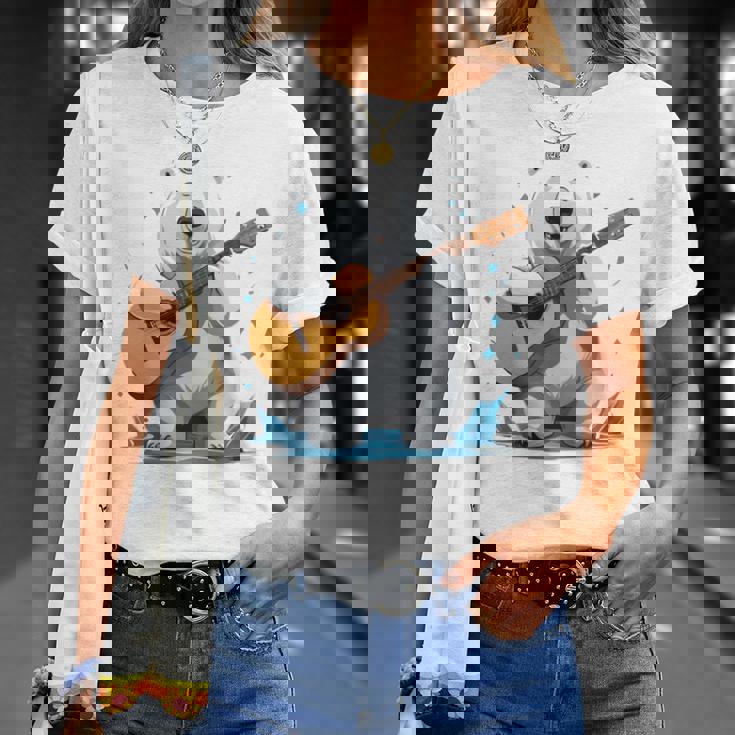 アコースティックギターを弾くクマ、ベアギタリスト 長袖tシャツ Tシャツ 彼女への贈り物