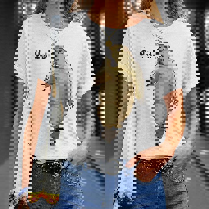 アニマルプリント 驚いたマーモット ドット絵 ピクセルアート 面白い 動物 ミーム Tシャツ 彼女への贈り物