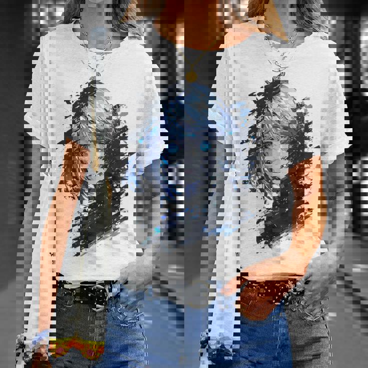 アニメ 漫画 グラフィック 青い目 アート アニメ Tシャツ 彼女への贈り物