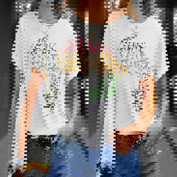 アフリカ地図 ヒョウ柄 アフリカラスタカラー Tシャツ 彼女への贈り物