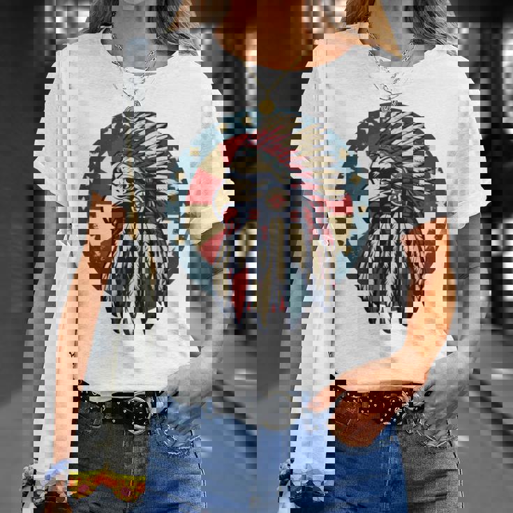 アメリカンイーグル チーフ インディアン ヘッドドレス ネイティブイーグル 長袖tシャツ Tシャツ 彼女への贈り物