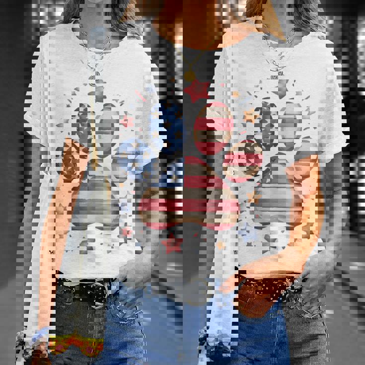 アメリカ国旗 愛国的な犬と猫の足跡プリント 7月4日 犬 Tシャツ 彼女への贈り物