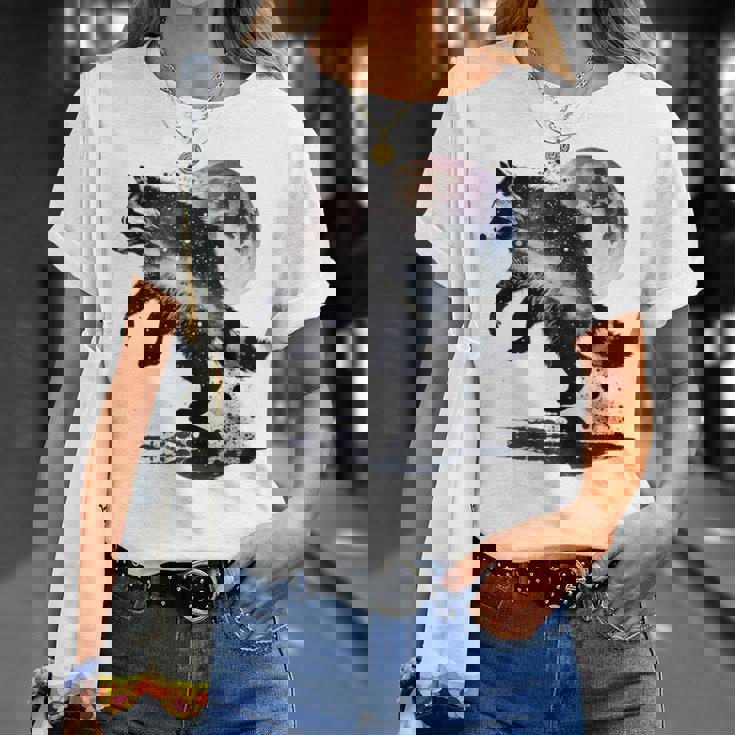 アライグマ アニマルモチーフ ムーンアート アニマルプリント アライグマ Tシャツ 彼女への贈り物