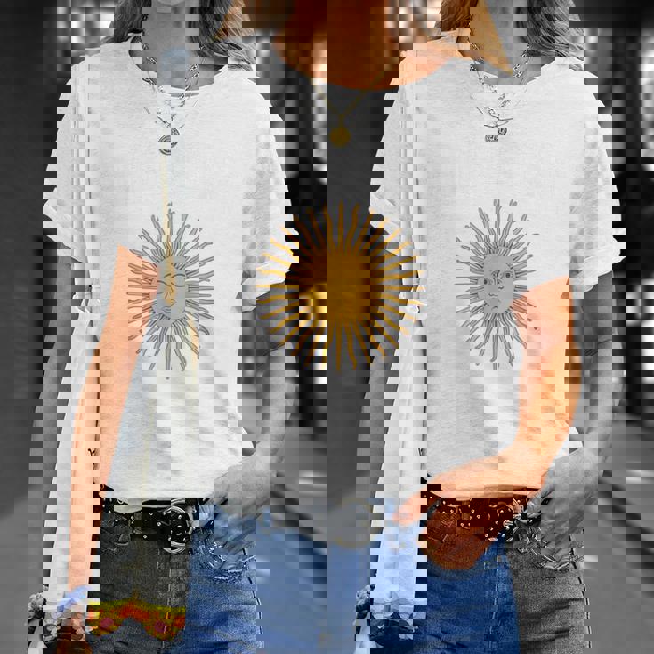 アルゼンチン国旗 アルゼンチン代表チームスタイル 5月の太陽 Tシャツ 彼女への贈り物