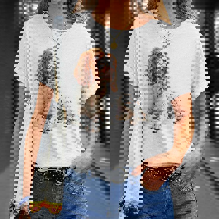 イングリッシュセッター 犬 モチーフ ペット アートワーク イングリッシュセッター Tシャツ 彼女への贈り物