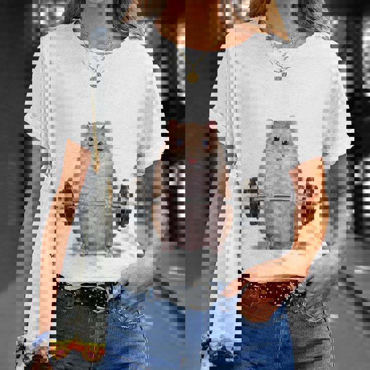 ウェイトリフティング 筋トレ バーベル やる気がないなら家に帰れ ジャンガリアンハムスター Tシャツ 彼女への贈り物