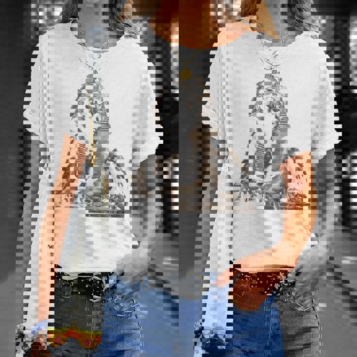 エジプト スフィンクス 神秘 ラムセス バックプリント Tシャツ 彼女への贈り物