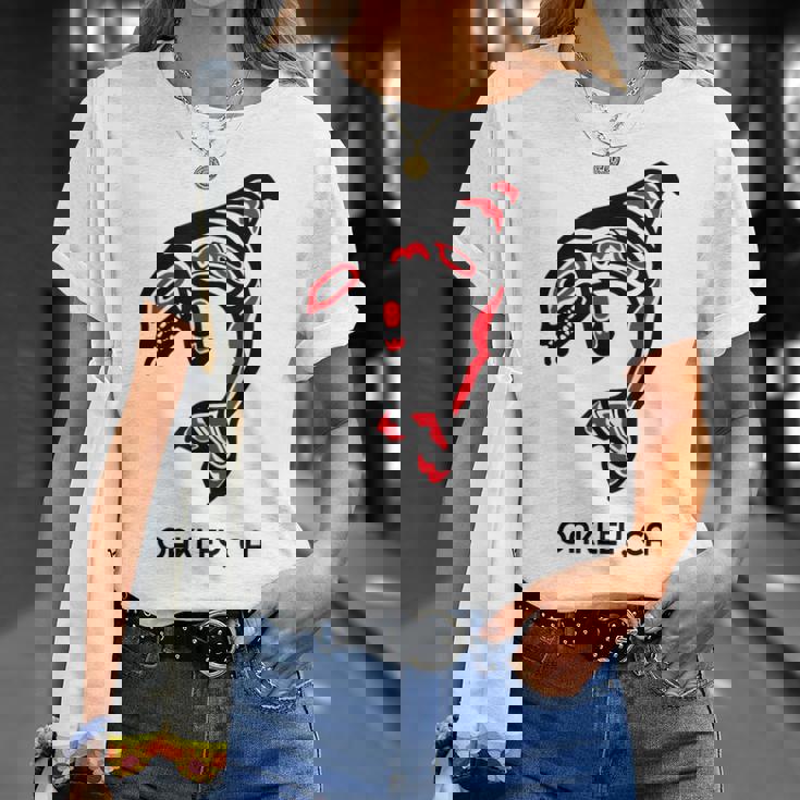 オークリー、カリフォルニア オルカキラー クジラ ネイティブアメリカン ギフト Tシャツ 彼女への贈り物