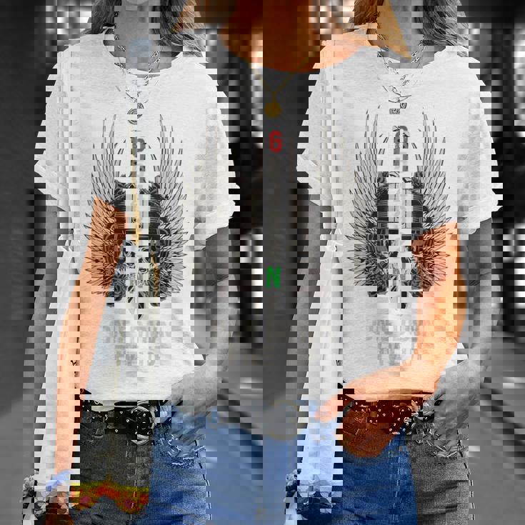 オートバイのギアシフト 1 ダウン 5 アップ バイカー スカル 背面 Tシャツ 彼女への贈り物