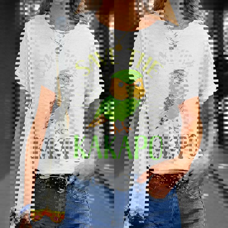 カカポ絶滅危惧保全啓発鳥を救え 長袖tシャツ Tシャツ 彼女への贈り物