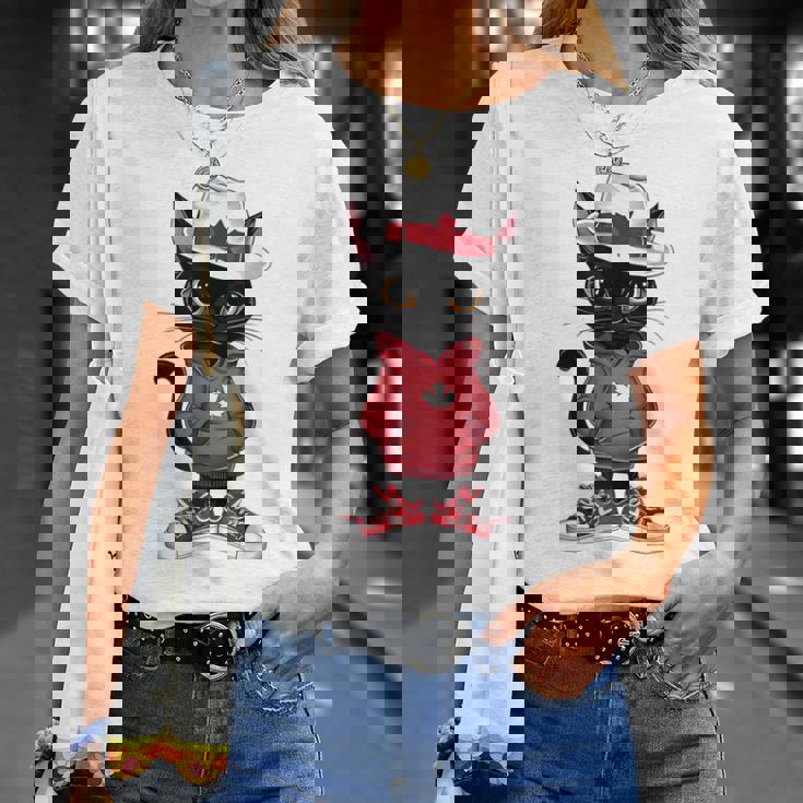 カナダデー 面白い クール 黒猫 カナダ国旗 キッズ 女の子 男の子 Tシャツ 彼女への贈り物