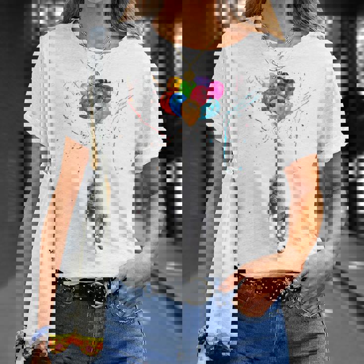 カラフルな顔 赤ちゃん オランウータン ハンギングバルーン グラフィック 猿 Tシャツ 彼女への贈り物