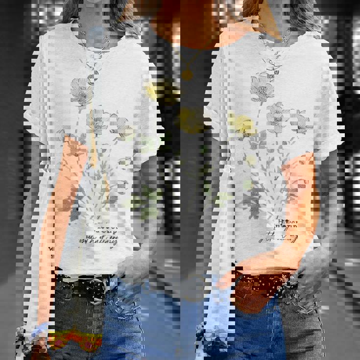 キンポウゲ 花柄 ボタニカルtシャツ ヴィンテージ 自然 野花 アート Tシャツ 彼女への贈り物