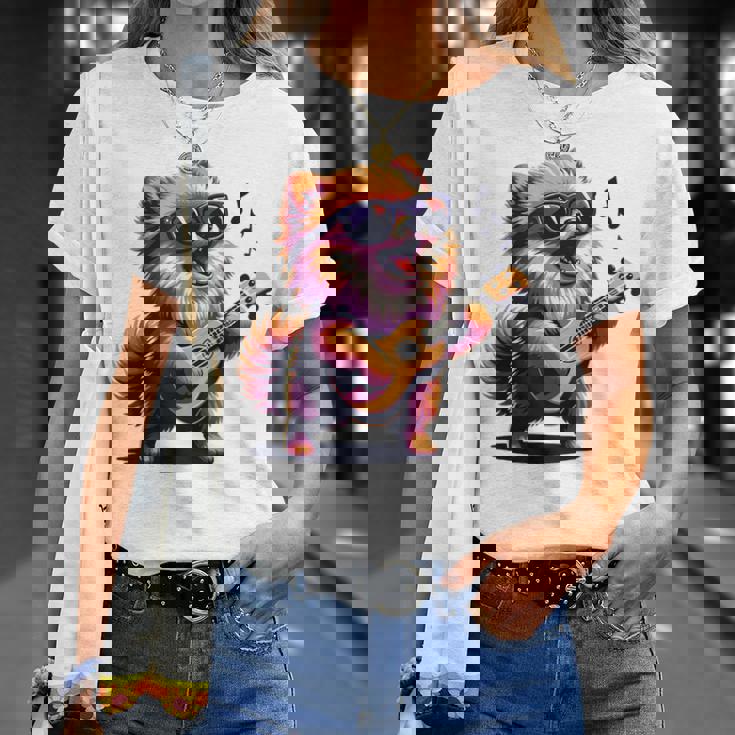 ギターを弾く犬 ポメラニアン 面白い Tシャツ 彼女への贈り物