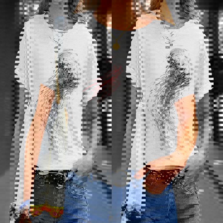 クラゲ 図面 グラフィック 動物 アート クラゲ Tシャツ 彼女への贈り物