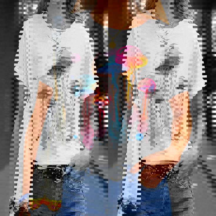 クラゲ 幾何学 動物 カラフル 抽象 アート クラゲ Tシャツ 彼女への贈り物