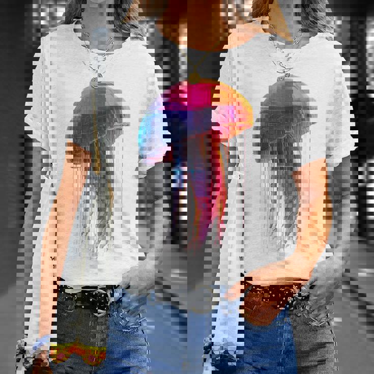 クラゲ 幾何学模様 動物 抽象 カラフル アート クラゲ Tシャツ 彼女への贈り物