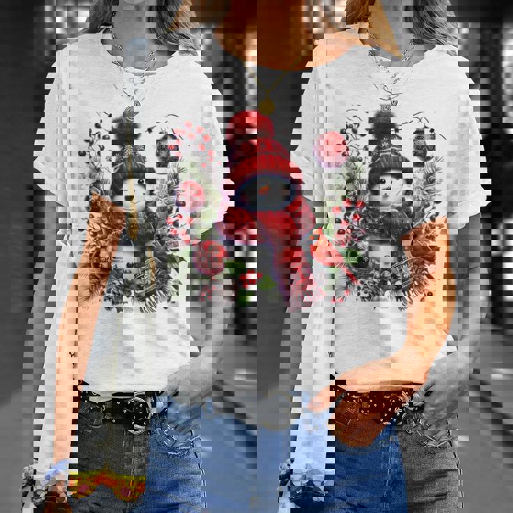 クリスマスの雪だるま Tシャツ 彼女への贈り物