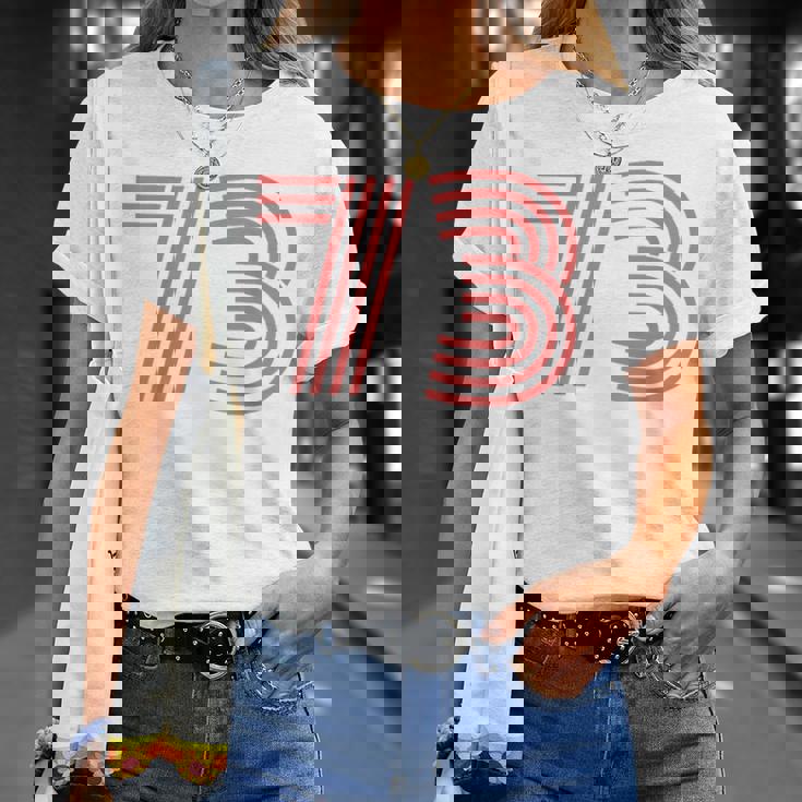 クールレトロライティングジャージ、背番号73 1973 Tシャツ 彼女への贈り物