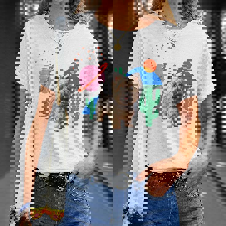 ケアンテリア デザートデザイン犬 長袖tシャツ Tシャツ 彼女への贈り物