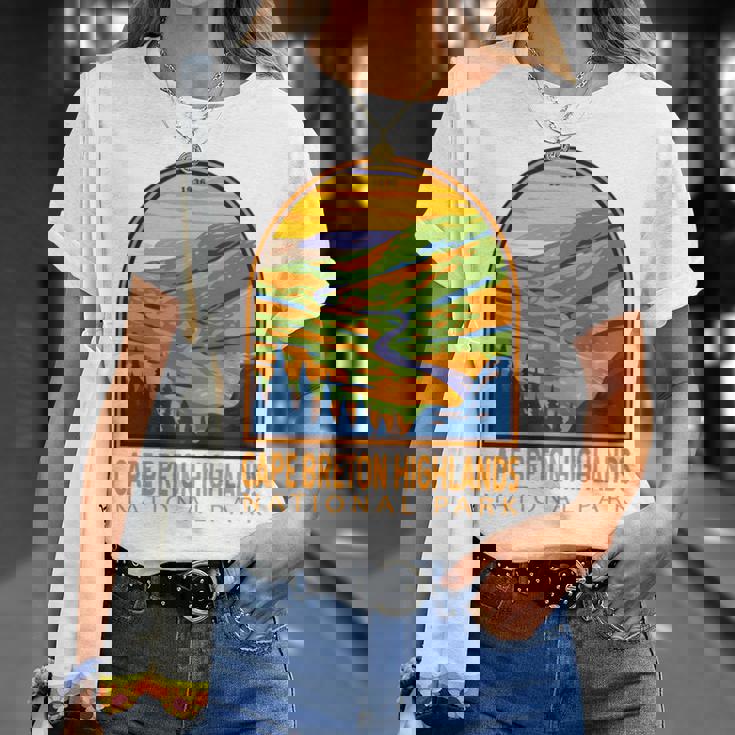 ケープブレトンハイランズ国立公園 カナダヴィンテージエンブレム 長袖tシャツ Tシャツ 彼女への贈り物