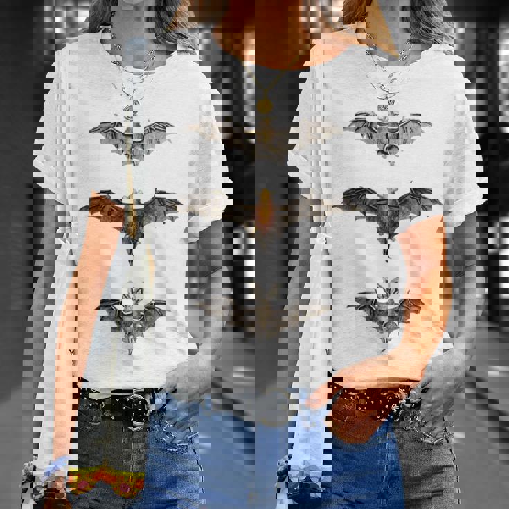 コウモリ 科学イラスト 描画 生物学 アート ハロウィン Tシャツ 彼女への贈り物