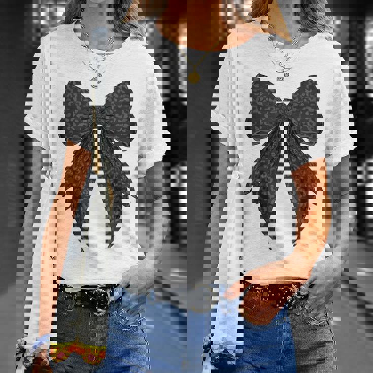 コケット リボン ブラック グレー チーター ヒョウ柄 女の子 ママ Tシャツ 彼女への贈り物