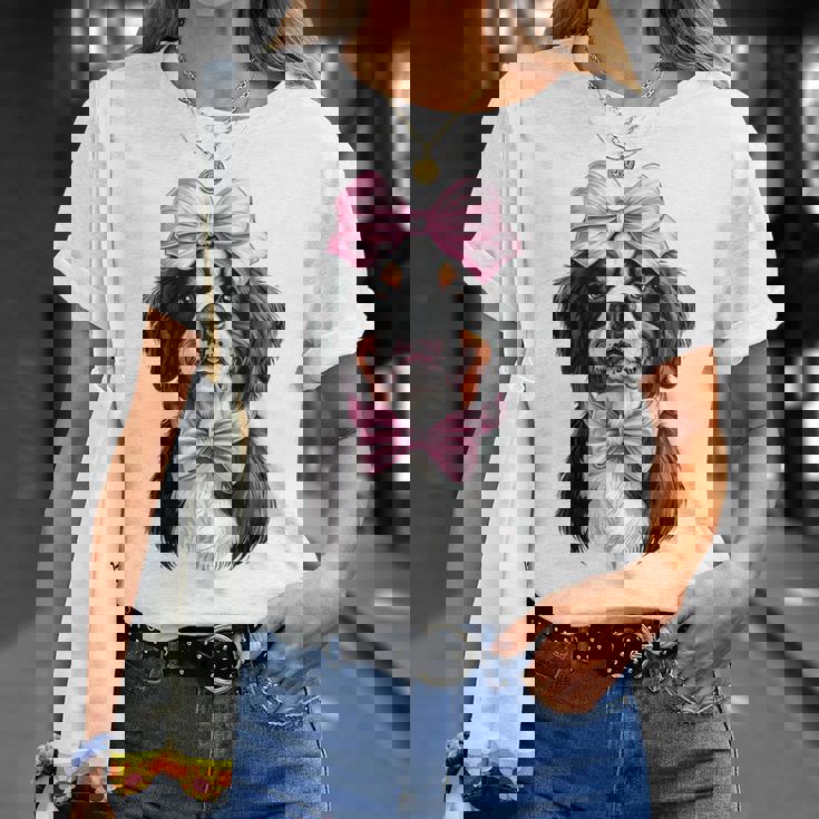 コケットボウ バーニーズマウンテンドッグ ママピンクリボンガール Tシャツ 彼女への贈り物