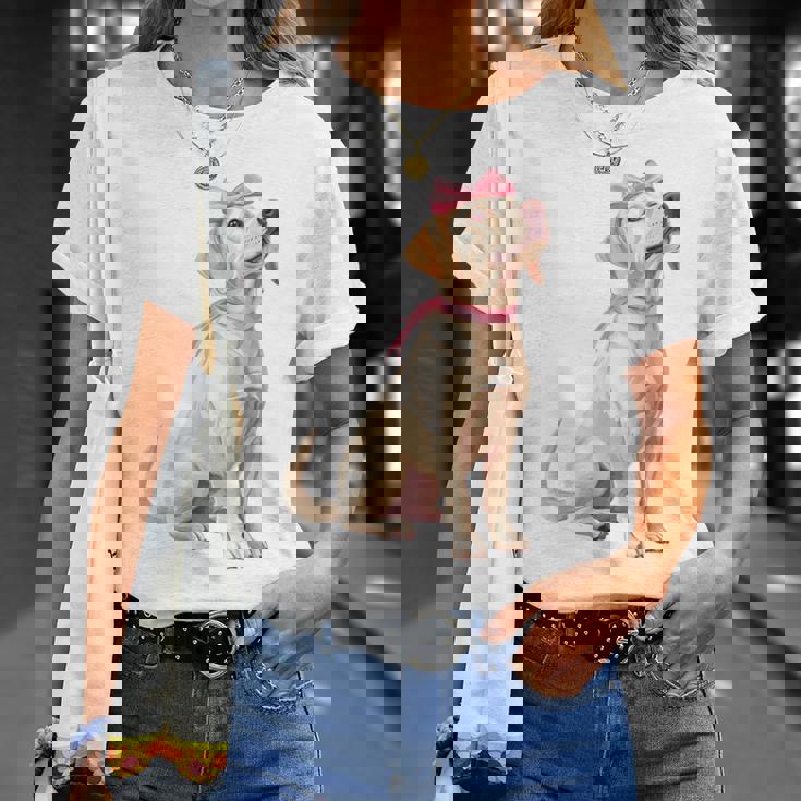 コケットボウ ラブラドールレトリバー 犬 ラボ ママ ピンクリボン 女の子 Tシャツ 彼女への贈り物