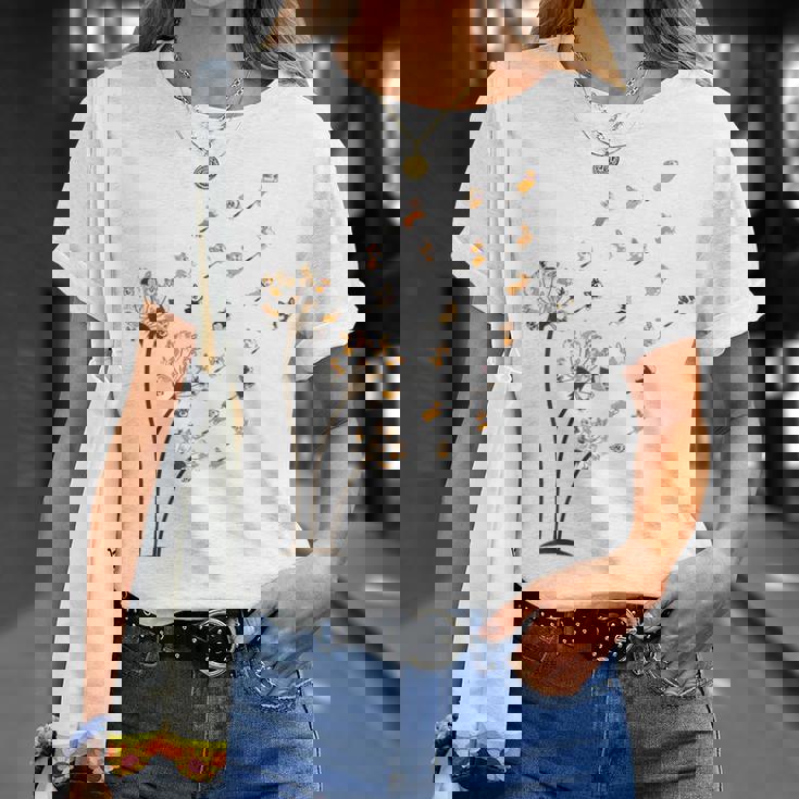 コーギー フラワー フライ タンポポ 面白い かわいい 犬好き ウェルシュ コーギー Tシャツ 彼女への贈り物