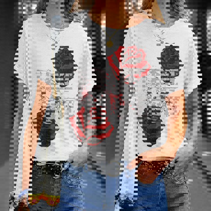 ゴシック ローズ パンク ラブ バレンタイン 学生 ロックミュージック ギグ 長袖tシャツ Tシャツ 彼女への贈り物