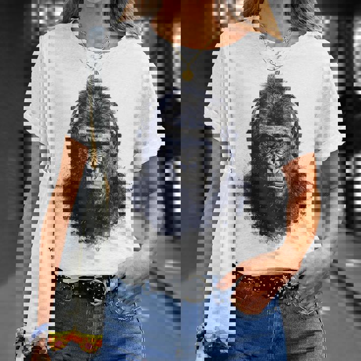 ゴリラ 描画 動物 イラスト 抽象画 アート ゴリラ Tシャツ 彼女への贈り物