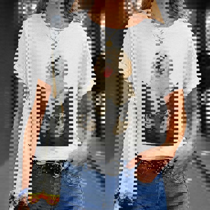 ゴールデンレトリバー ポケットに入った子犬 長袖tシャツ Tシャツ 彼女への贈り物