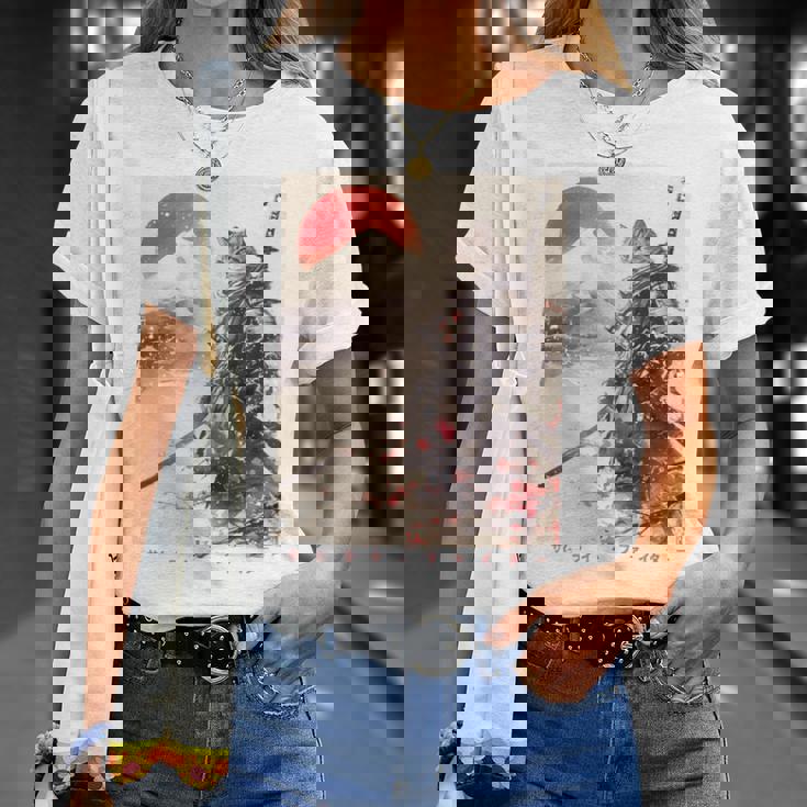 サムライ 猫戦士 浮世 墨絵 猫 サムライ 長袖tシャツ Tシャツ 彼女への贈り物