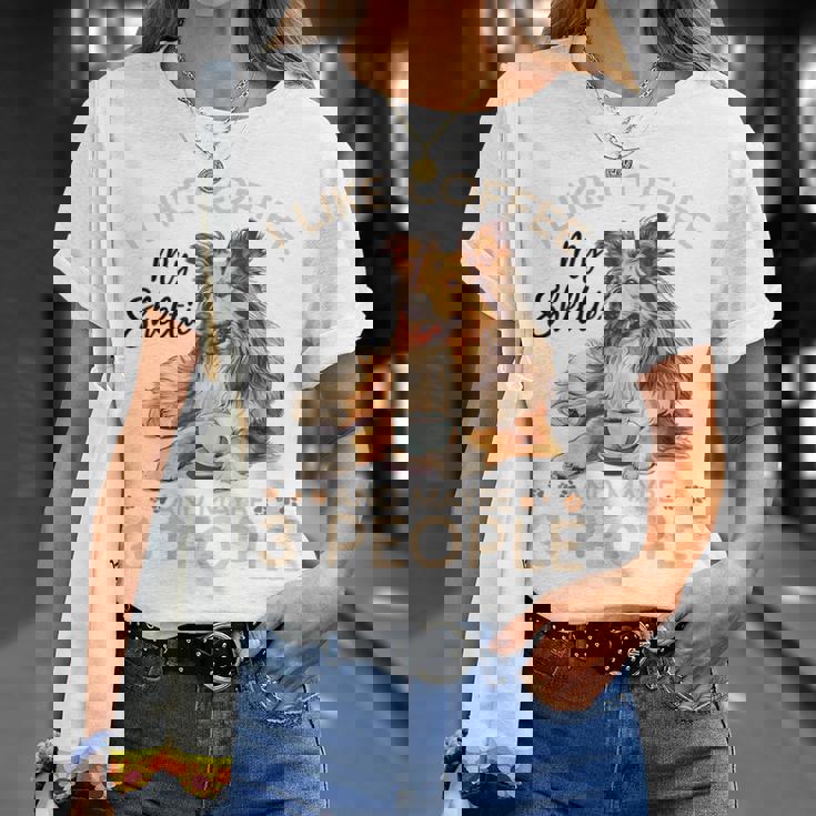 シェットランド・シープドッグ犬用シェルティ I Like Coffee Myheltie Tシャツ 彼女への贈り物