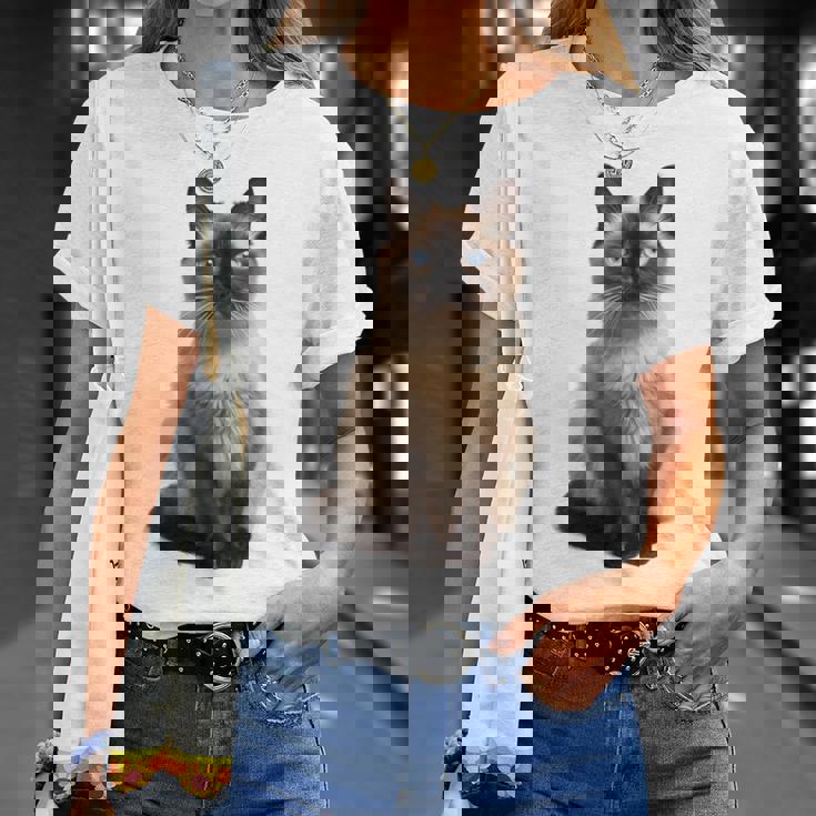 シャム猫 美人 雄大なシャム猫 ラブリーシャム猫 Tシャツ 彼女への贈り物