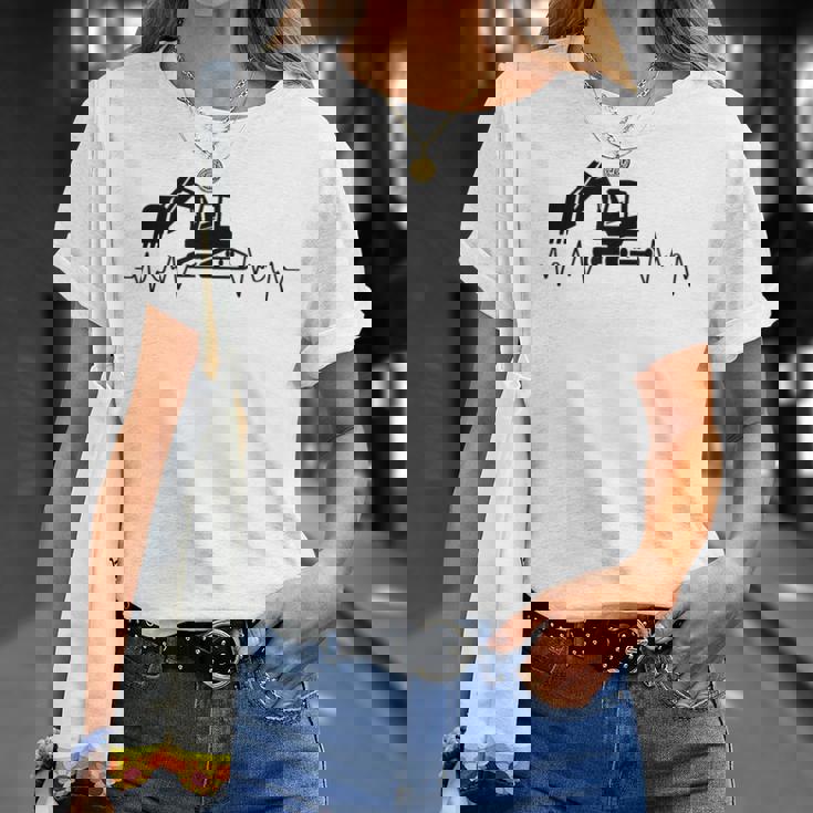 ショベル ハートビート 重機 オペレーター ハートビート Tシャツ 彼女への贈り物