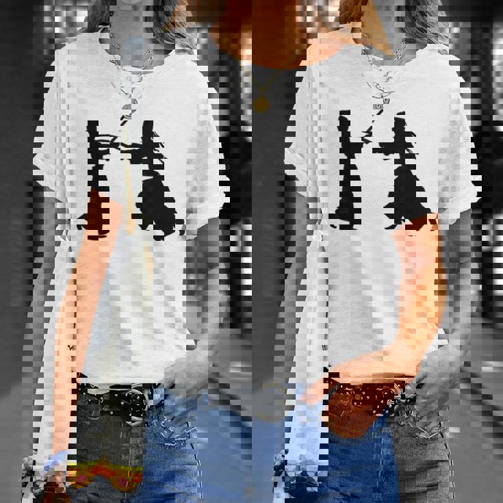 シルエット 剣道 合気道 日本 武道 剣闘士 扇子 Tシャツ 彼女への贈り物