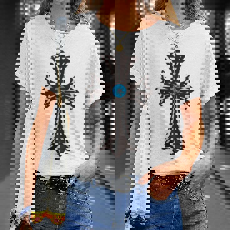 シルバークロス ブルーダイヤ 長袖tシャツ Tシャツ 彼女への贈り物